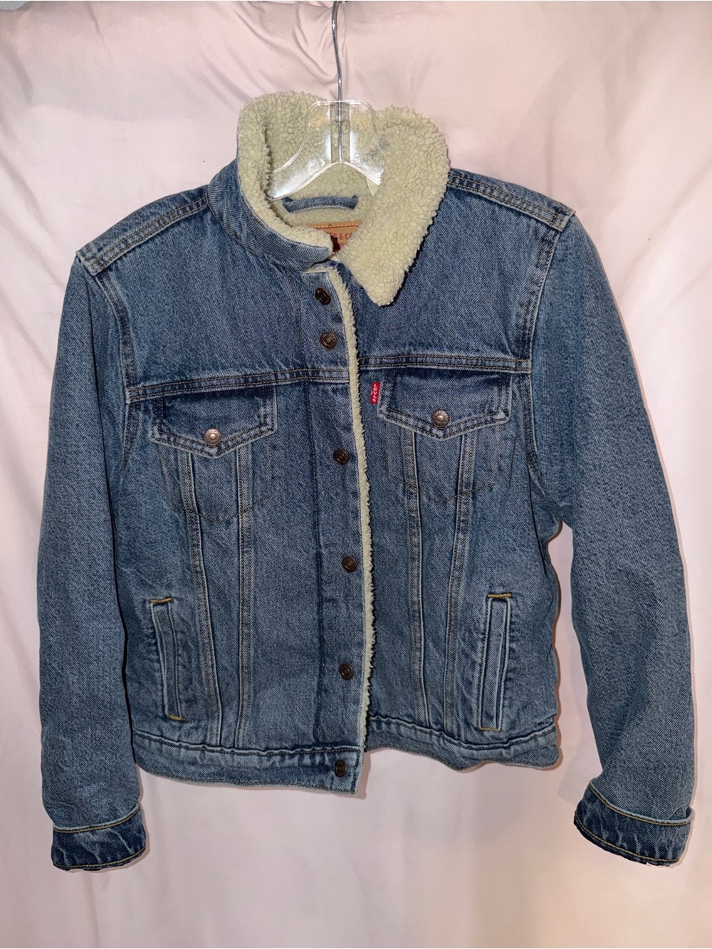 Levi's Blue Denim Jacket with Cream Sherpa Collar